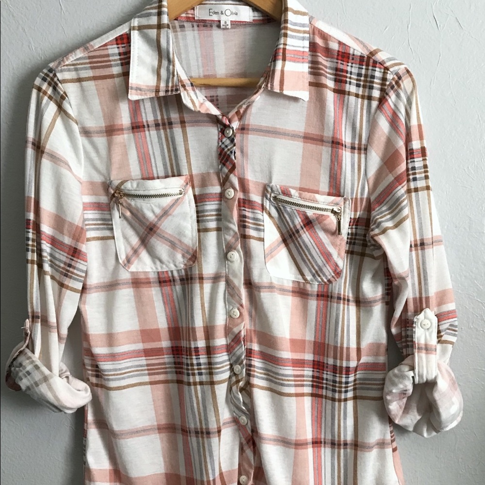 Eden & Olivia Pink & White Long Sleeve Top